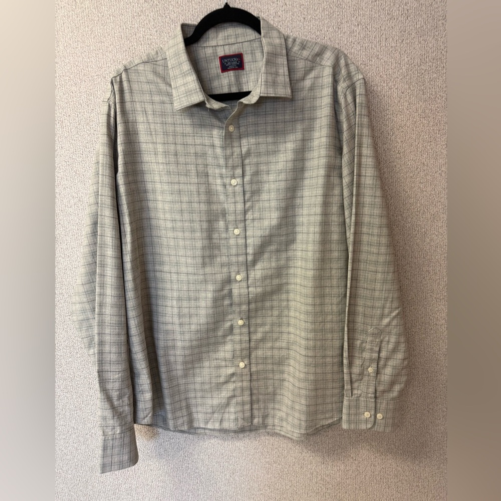 UNTUCKit Men Size XXL Slim‎ Fit Wrinkle Free Long Sleeve Button Down Shirt Beige